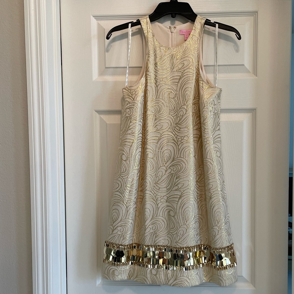 NWOT Lilly Pulitzer XS gold swing dress - Picture 4 of 10